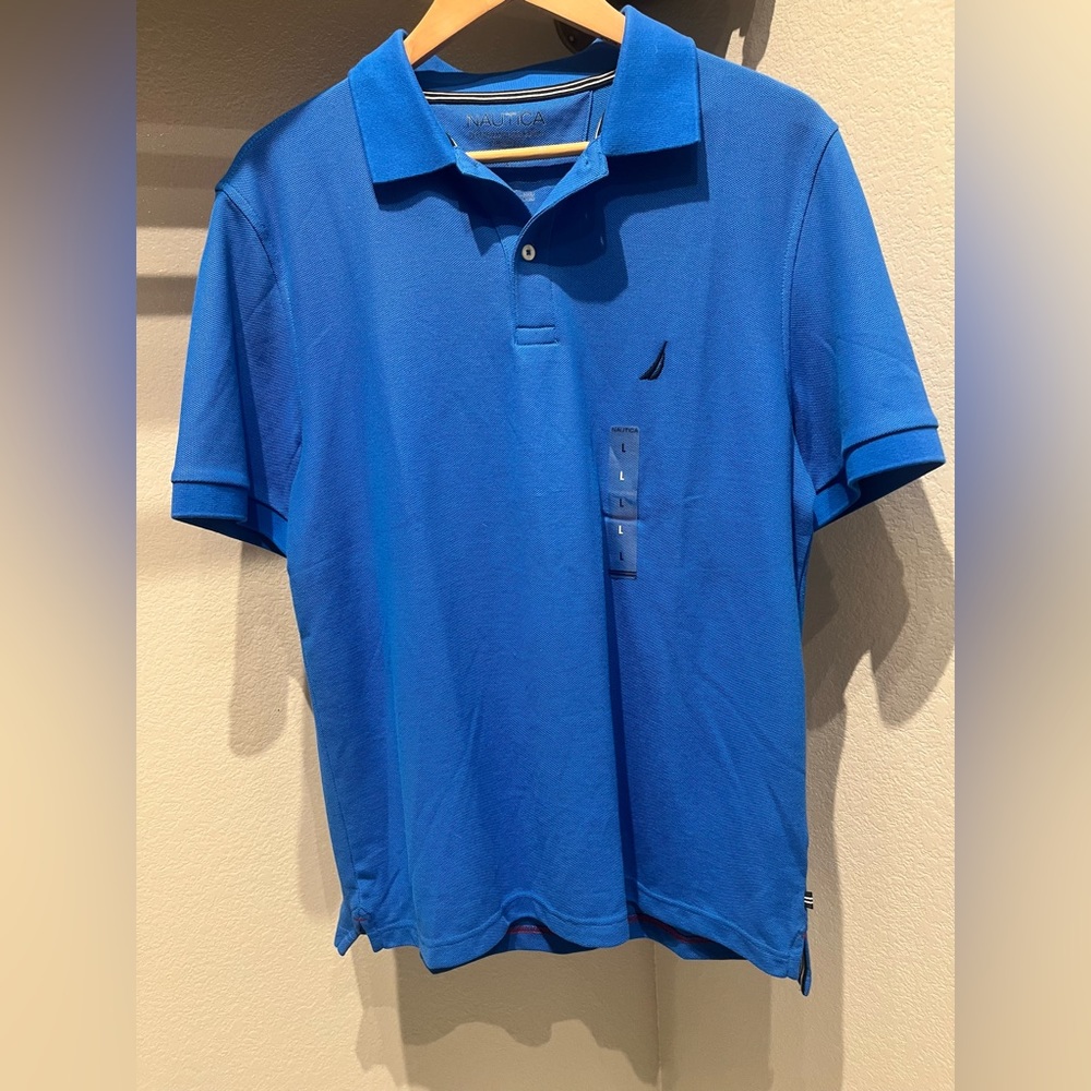 NWOT Nautica Men's Classic Short Sleeve Solid Performance Deck Polo Shirt.